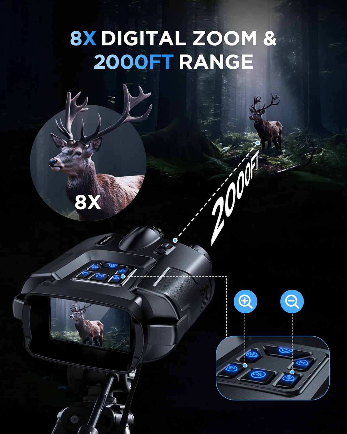 Letcmoi 4K Night Vision Binoculars With Digital Zoom Camera