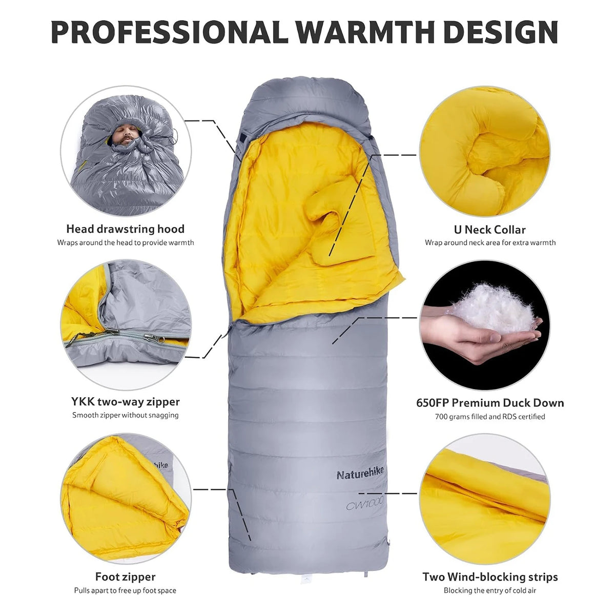 Naturehike 650FP Duck Down Sleeping Bag Ultralight All Season