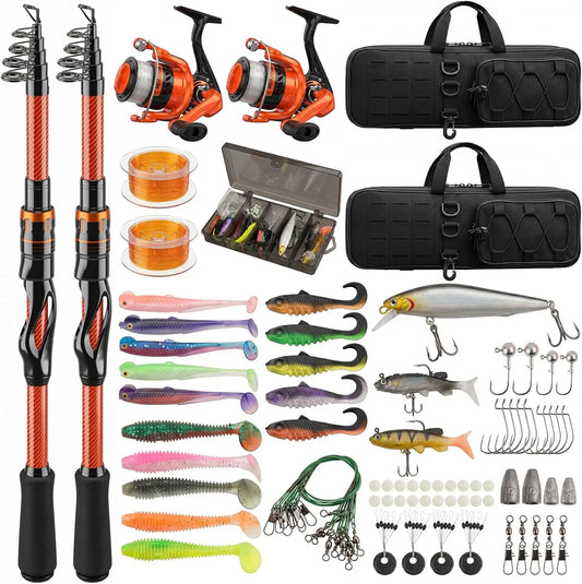 Telescopic Fishing Rod And Spinning Reel Combo With Carrier Bag