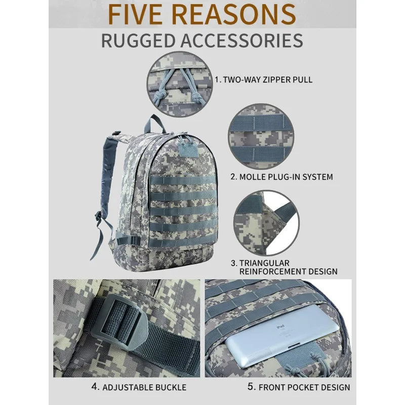 Durable Polyester Tactical Backpack For Outdoor Hiking And Travel