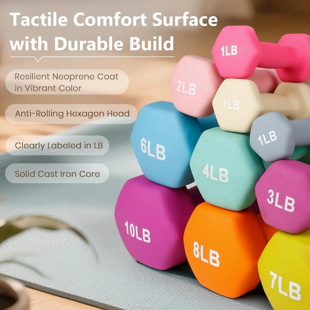 Neoprene Hexagon Dumbbell Set For Home Gym Strength Training