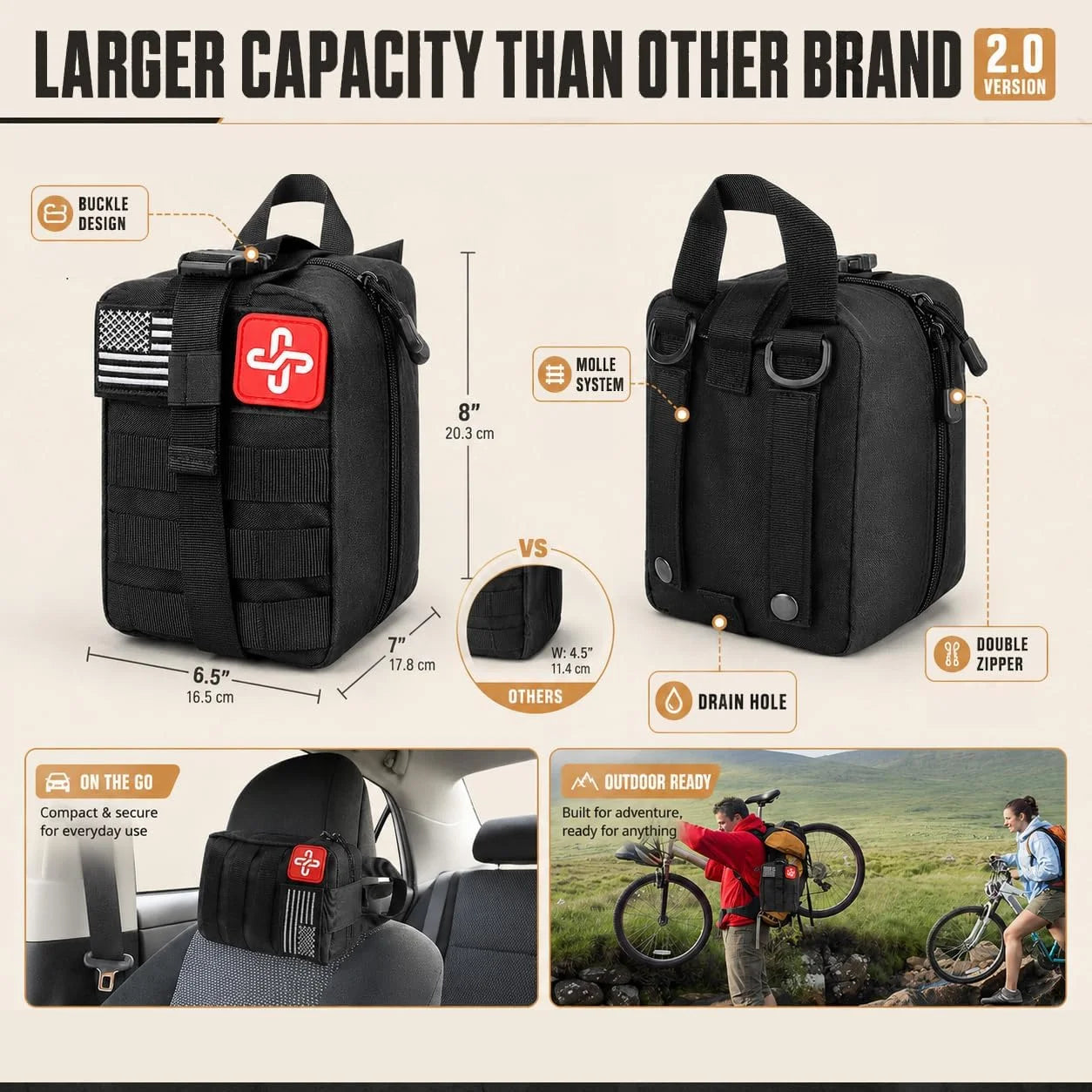 Comprehensive 258 Piece Portable Car Emergency Survival First Aid Kit
