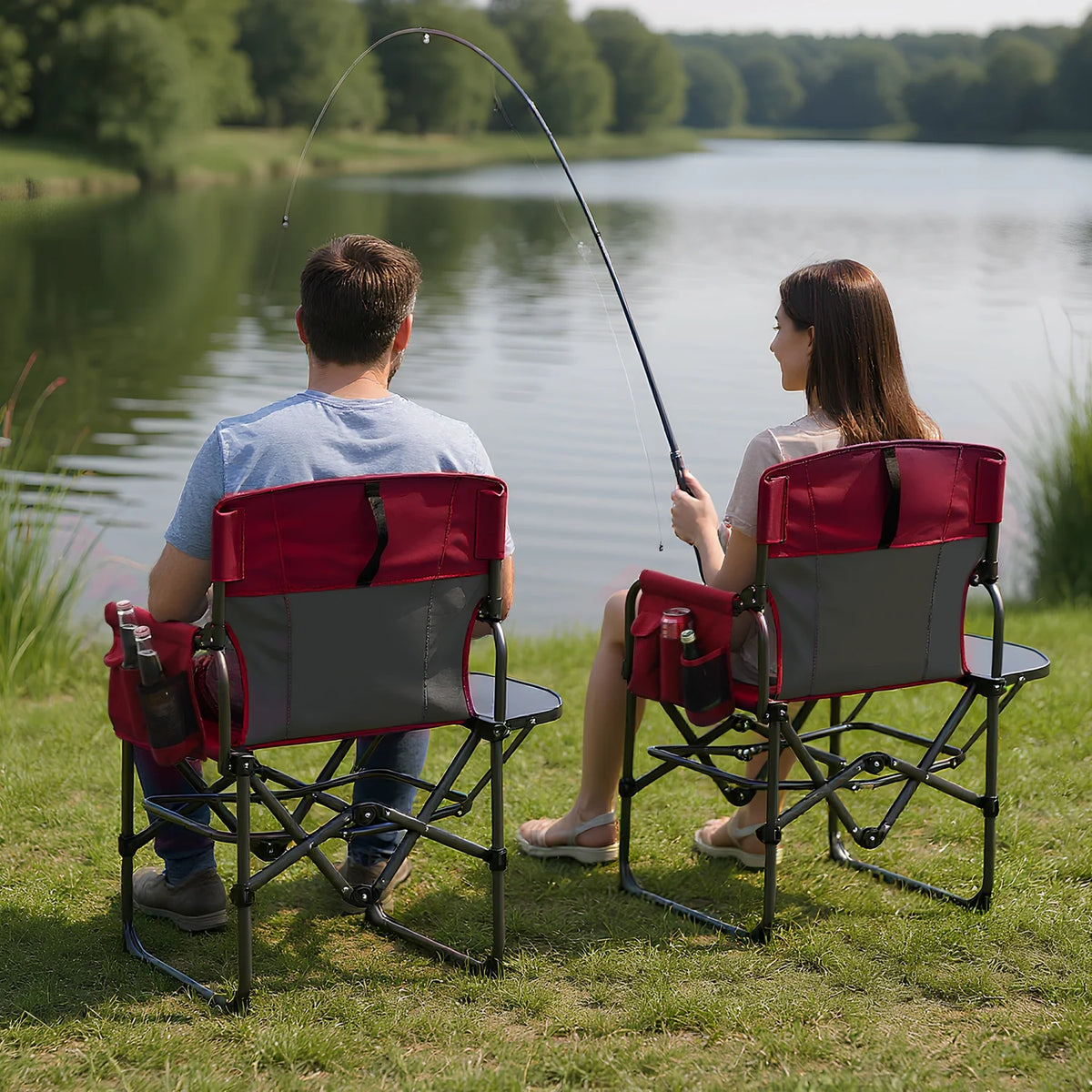 HiMISS Heavy Duty Folding Director Chair With Cup Holder